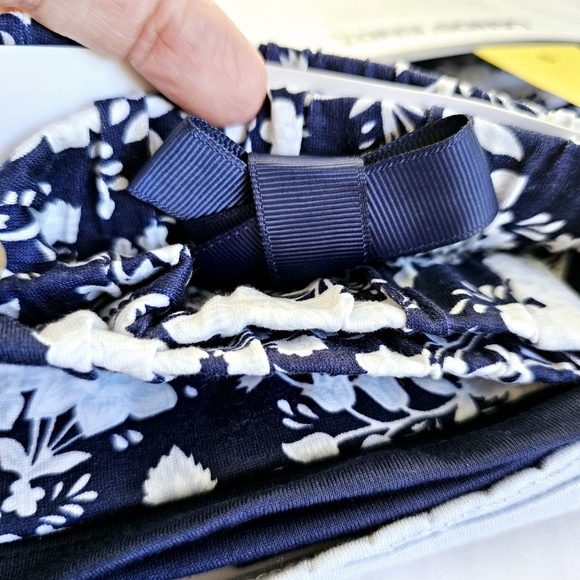 Lands End 2 pc pajama set sz S navy white long sleeve print drawstring pant NWT - Picture 5 of 9